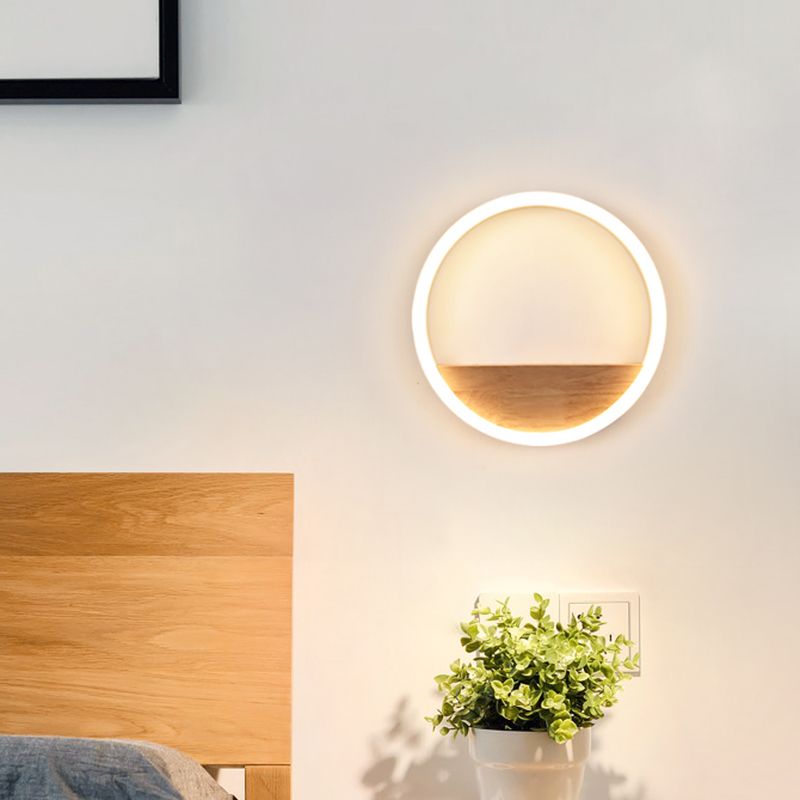 Moderner Wandleuchte runde Form Holz 1-Licht-Wandhalterung Licht
