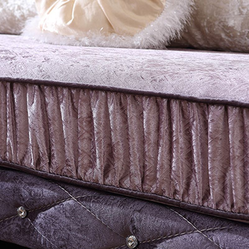 Traditional Wooden 4-Seater Sofa Chaise Flared Arm Sofa with Pillows