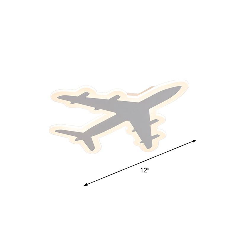 Kids Aircraft Flush Mount Ceiling Light Acrylic Childrens Bedroom LED Flushmount Lighting in Warm/White Light, 12"/19.5"/23.5" Wide