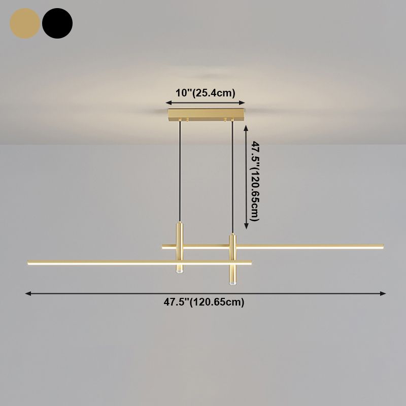 Modern Style Linear Shape Island Lights Metal 4 Light Island Lighting