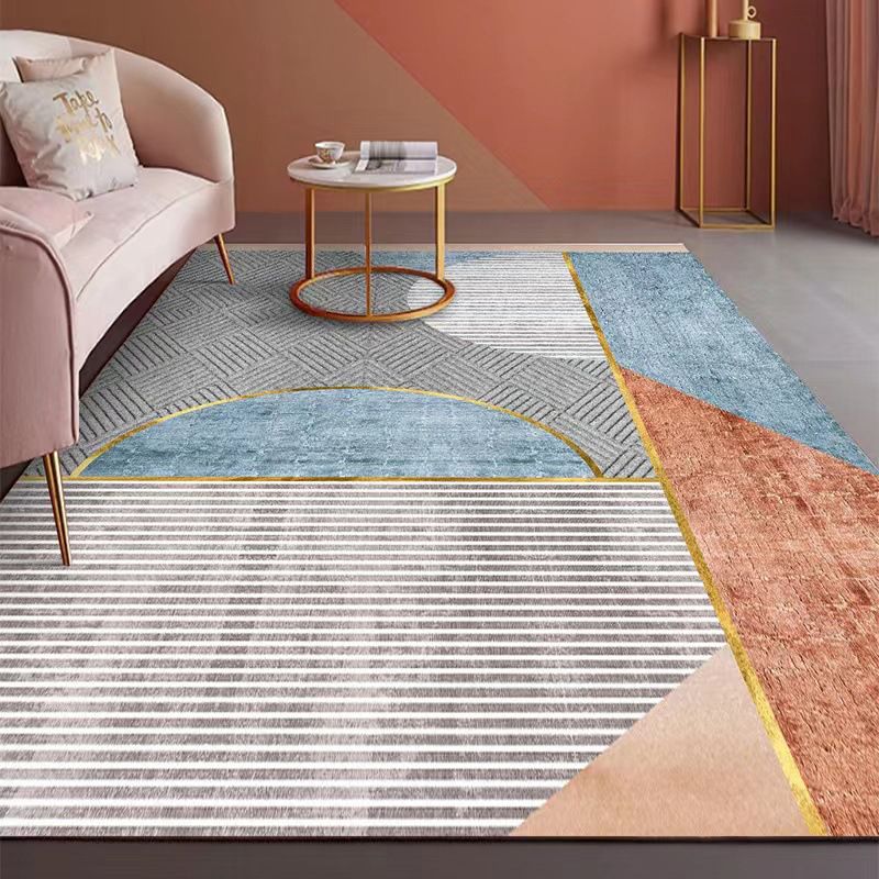 Orange Contemporary Carpet Polyester Striped Carpet Washable Carpet for Living Room
