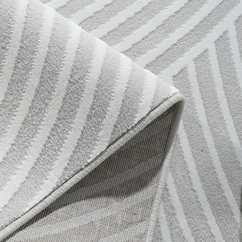 Grey Modern Area Carpet Stripe Print Polyester Area Rug Non-Slip Backing Rug for Living Room