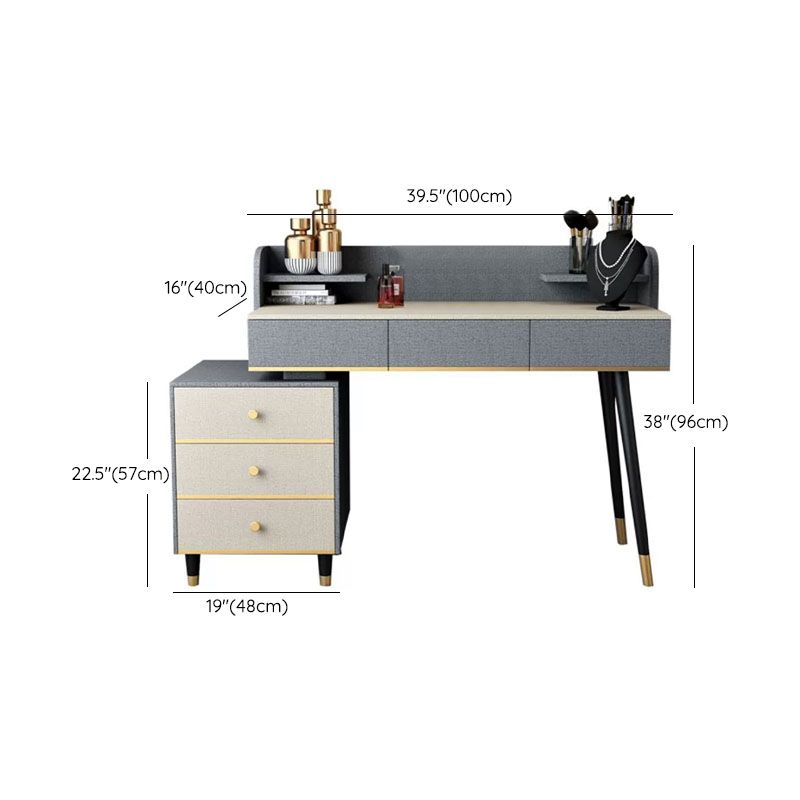 Make-up Vanity With Drawer Wooden with Makeup Table and Stool Glam