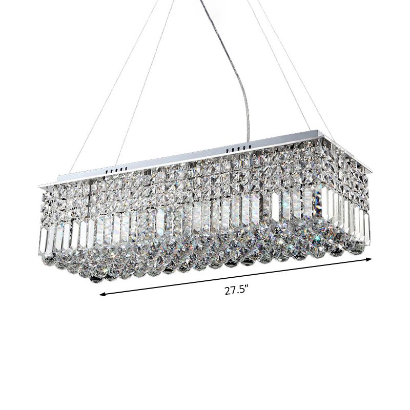 8 luci Luce lampadario soggiorno con rettangolo Crystal Shade MODER CHROME CHROME APPLICA