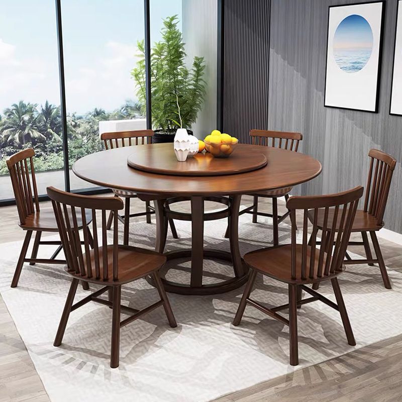 Mesa de madera maciza redonda minimalista Mesa de comedor estándar de cocina con base de pedestal