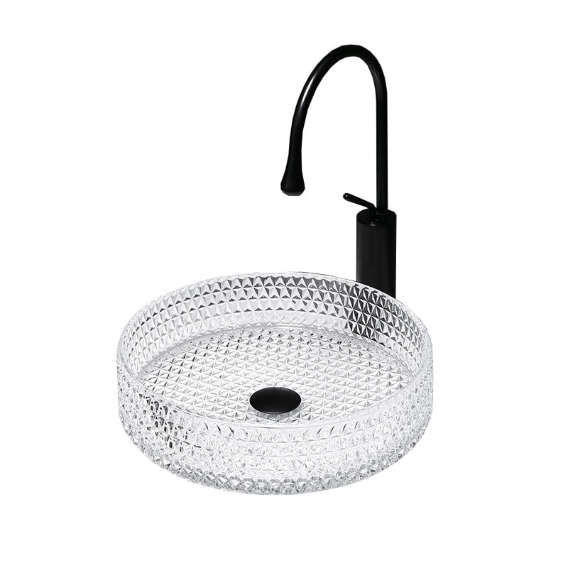 Modern Clear Wash Stand Glass Trough Bathroom Sink for Bathroom