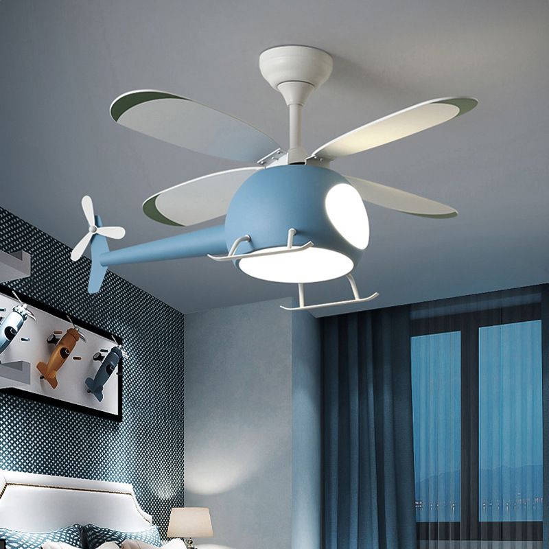 Kids Creative LED Pendant Light Electroplate Iron Macaron Fan Pendant with Acrylic Shade