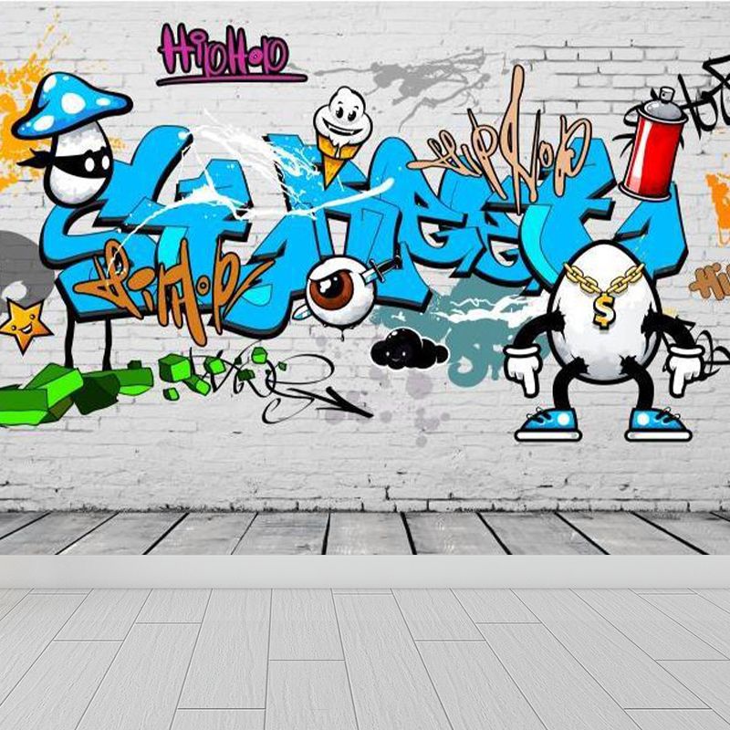 Novel Graffiti Wall Mural Modern Decorative Living Room Wall Art, Custom Size Available