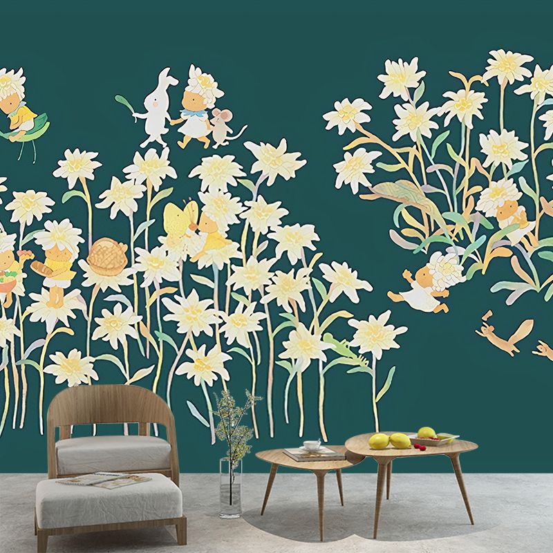 Peinture murale artistique pour bébé, motif de jardin féerique, décoration murale de couleur douce pour chambre d'enfant