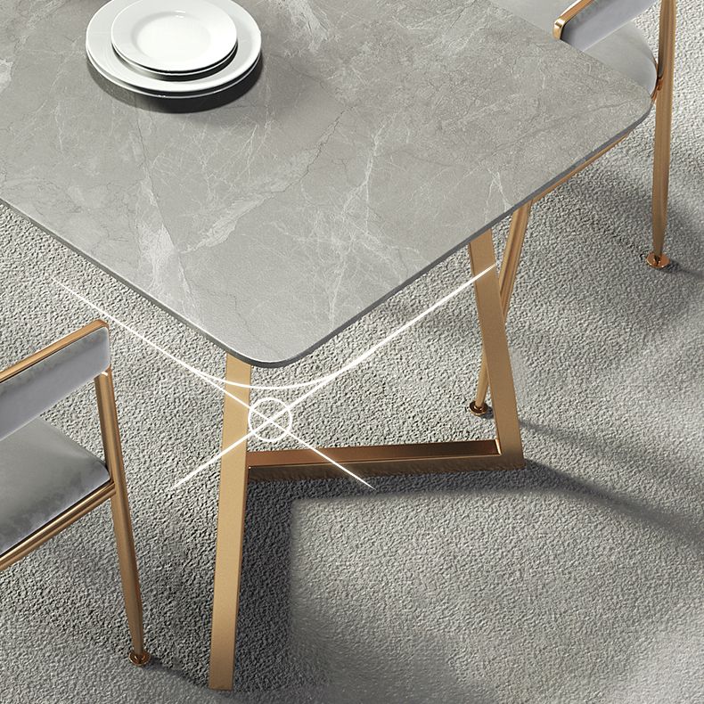 Metal Traditional Luxury Rectangle Table Sintered Stone Table with Sled Base