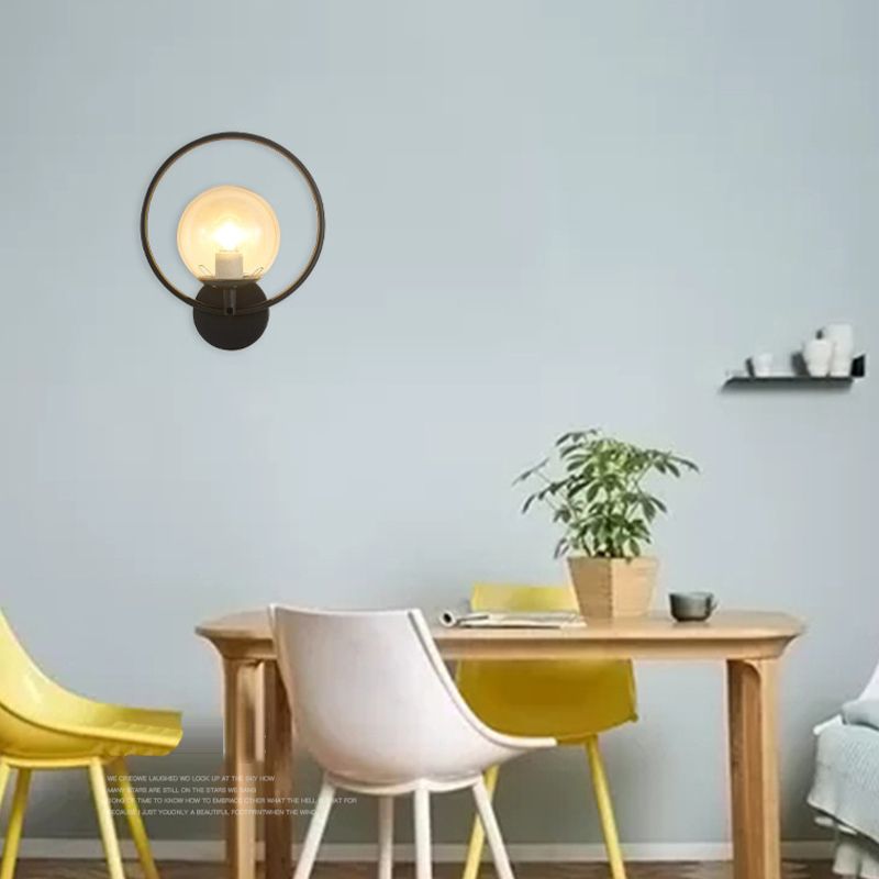 Hoop Shape Wall Sconce Modern Style Metal 6 Lights Wall Mount Lamp for Living Room