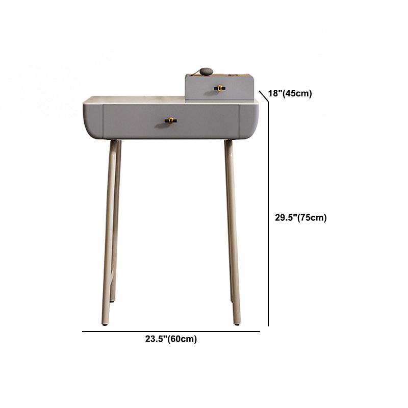 Glam Wood/ Marble With Drawer Vanity Table and Stool Set for Bedroom