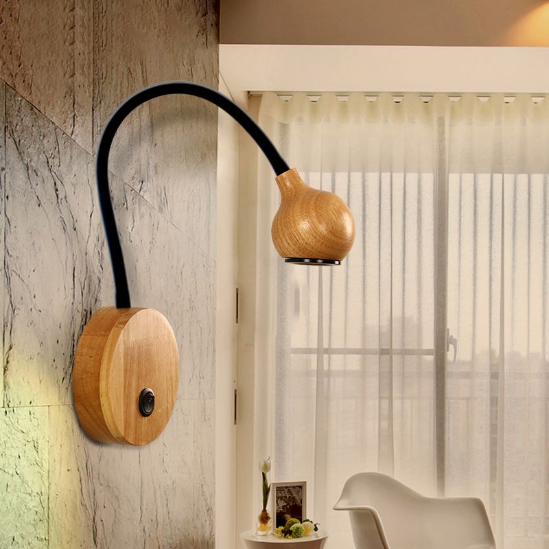 Holz moderne 1-Licht-Wandleuchte bewaffnetes Lesung Lampe für Schlafzimmer