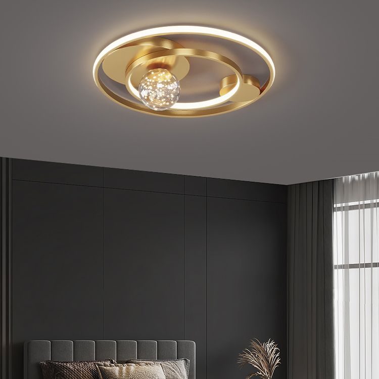 Round Shade 3-Lights Modern Style Flush Mount Ceiling Lighting Fixture for Living Room Bedroom