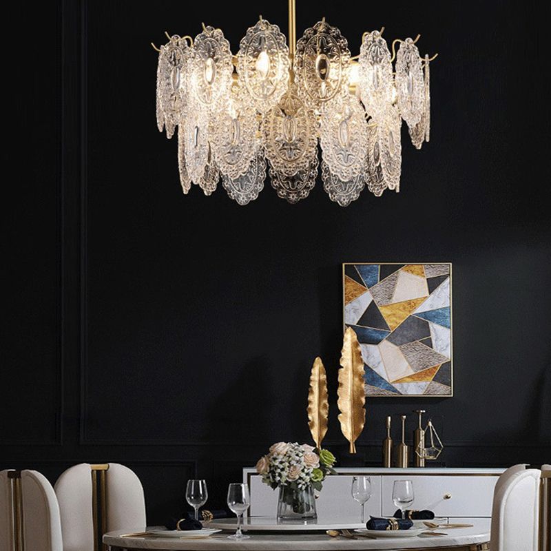 Flared Shade Hanging Light American Style Glass Chandelier Light for Living Room