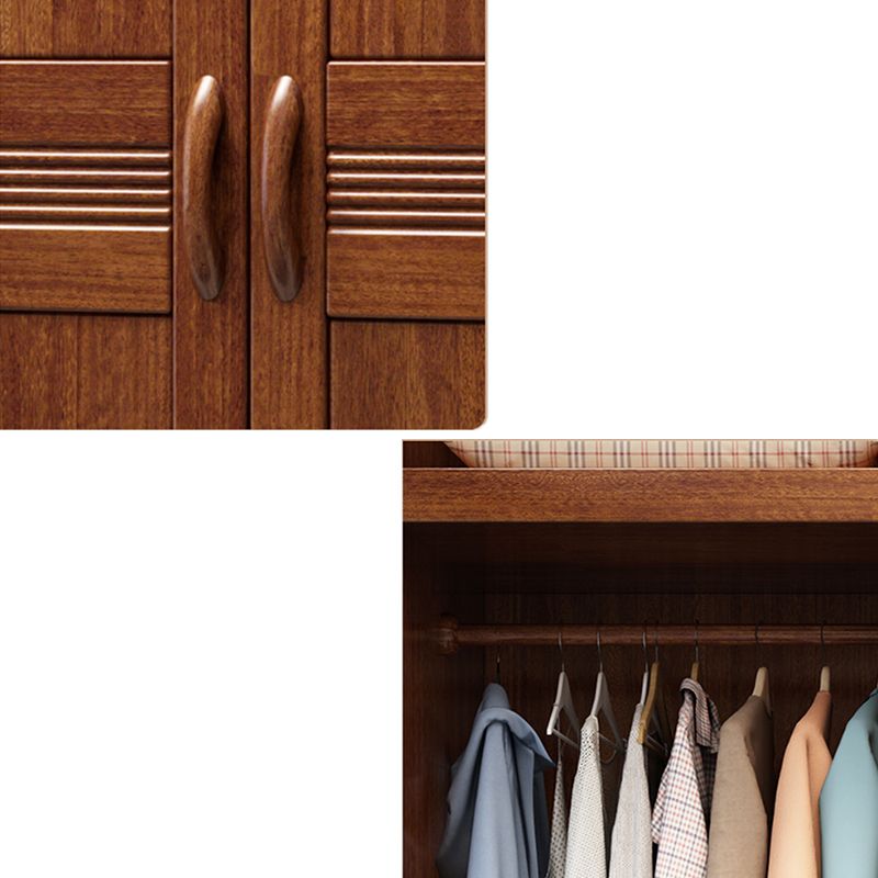 Brown Walnut Solid Wood Wardrobe Traditional Freestanding Wardrobe Armoire