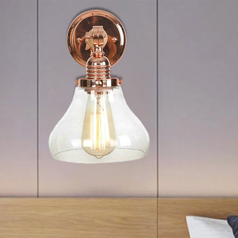Birnenförmige Wohnzimmerleuchte Leuchte Vintage klares Glas 1 helle Roségold -Wandlampe