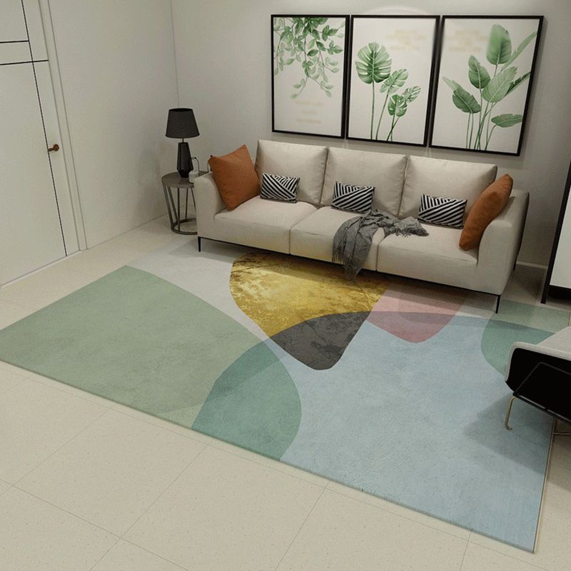 Multicolored Abstract Indoor Rug Contemporary Polyester Rug Non-Slip Backing Carpet for Bedroom