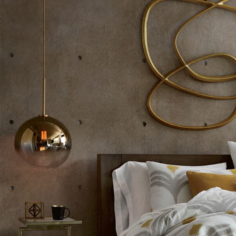 Globe Fading Glass Hanging Lighting Contemporary 1-Light Gold Pendant Light Fixture for Bedroom