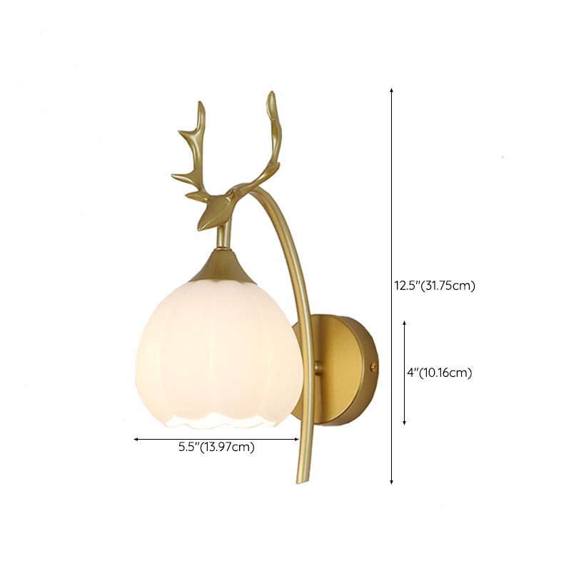 Glass Shade Wall Mounted Sconce Modern White Shade Wall Lights for Bedroom