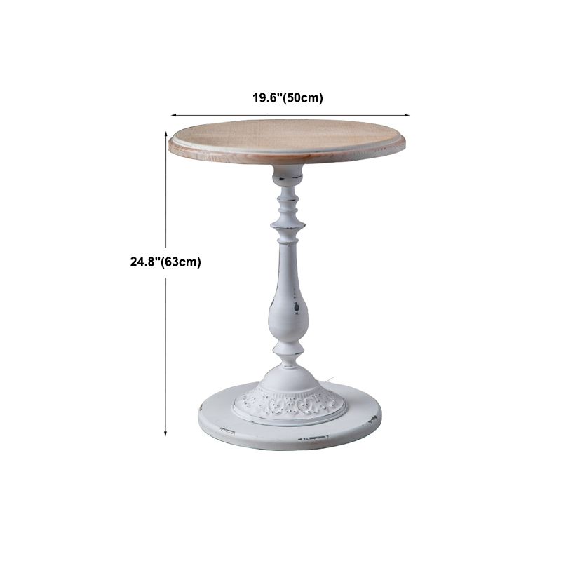 French Country Distressed Wooden Coffee Table Round Top Cocktail Table for Living Room