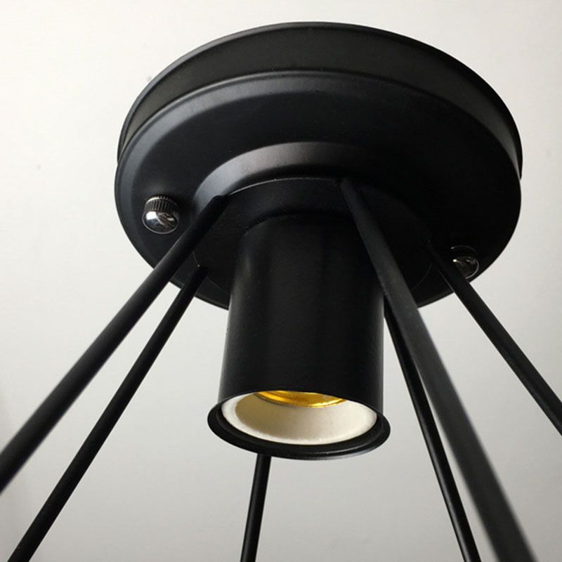 Geometrische Hanger Licht Industriële Stijl 1 Light Metal Flush Mount Light Fixture in Zwart
