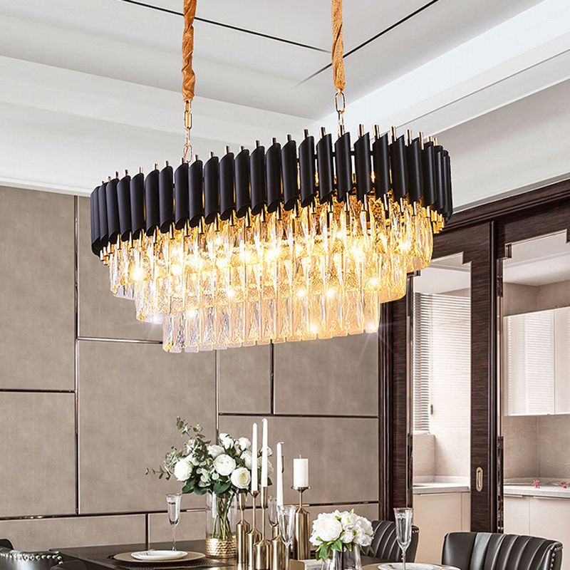 Gelaagde woonkamer kroonluchter verlichting minimalistisch K9 Crystal Postmodern Chandelier Light Fecture in zwart
