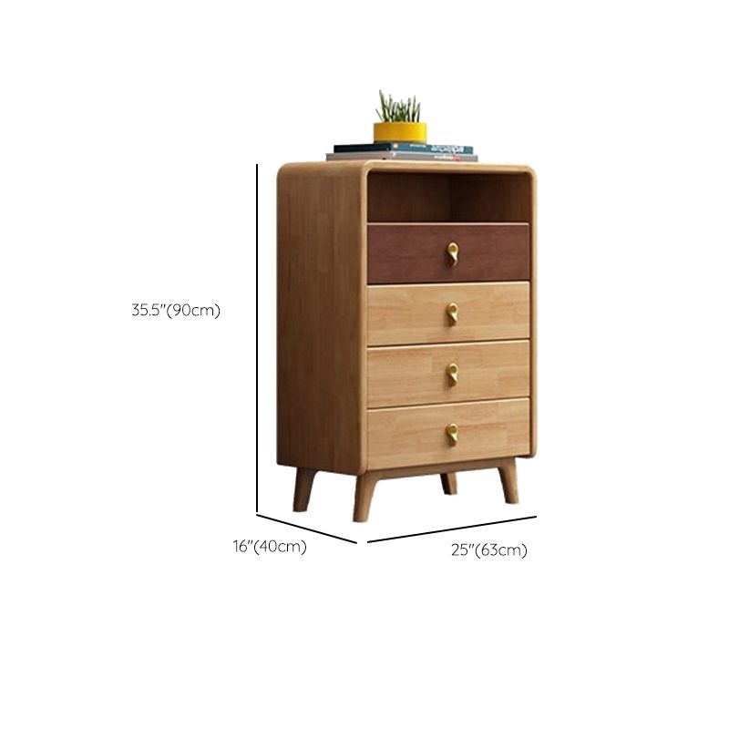Contemporary Natural Rubberwood Chest with 1 Shelf and Drawers