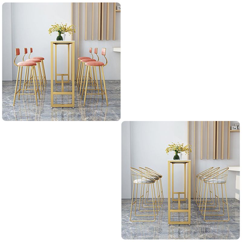 White Faux Marble Table Modern Style Bistro Table with Trestle Base