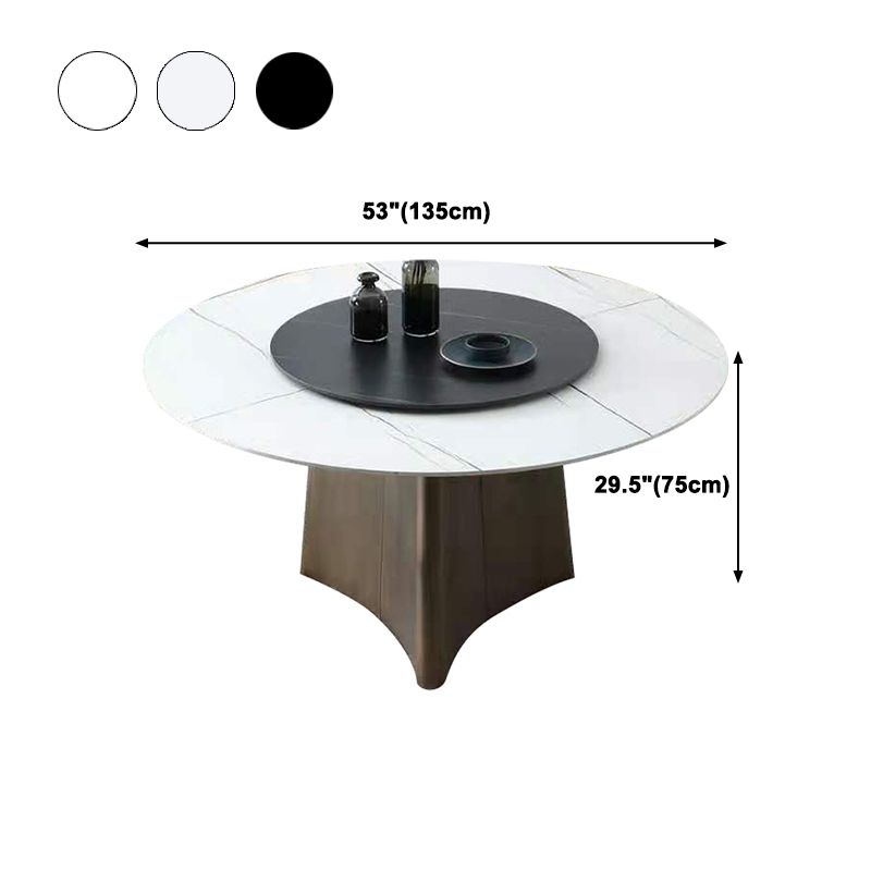 Contemporary Round Stone Standard Height Table Dining Table with Pedestal Base