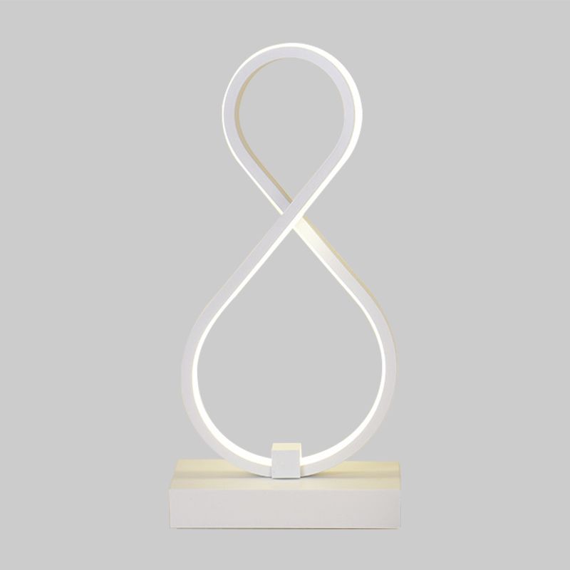 Tableau Twisted Modernisme Acrylique LED White Nightstand Lampe avec base en métal rectangulaire