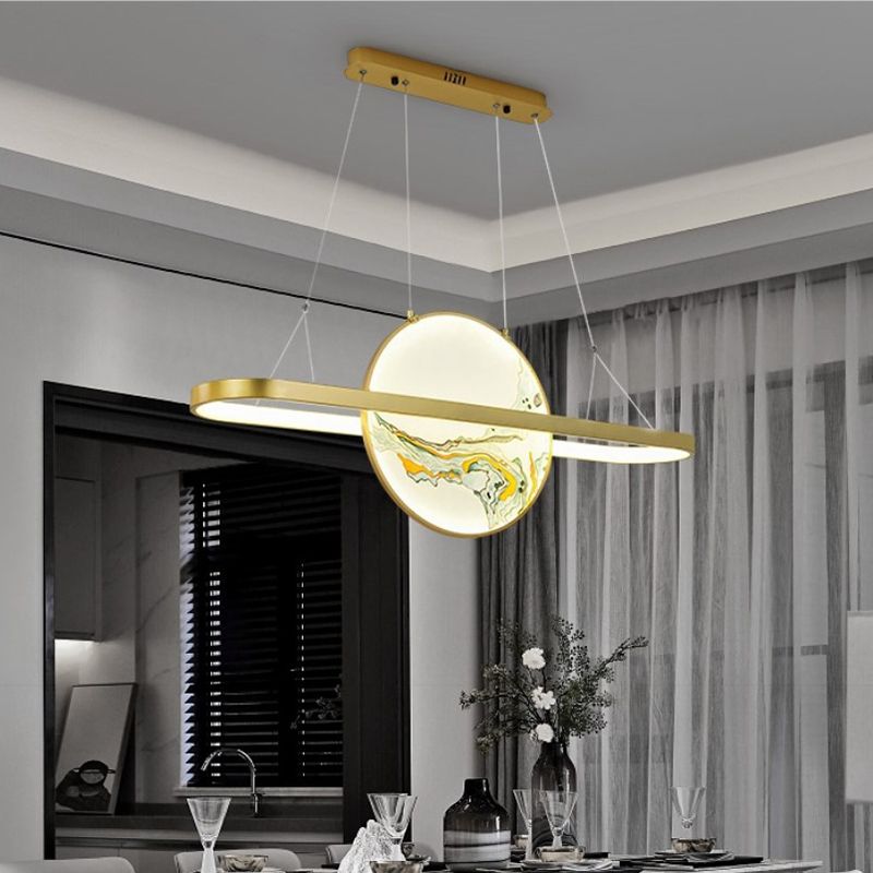 Luz de metal lineal de la isla colgante moderna moderna de 2 luces lineales de metal liviano