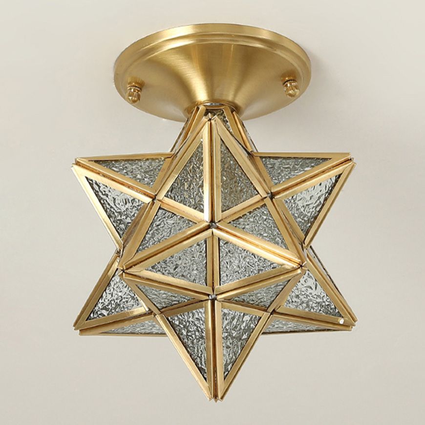 Star Shape Glass Ceiling Light Vintage Aisle Semi Mount Ceiling Lighting