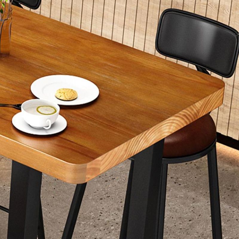 Industrial Rectangle Bar Table Set 1/9 Pieces Solid Wood Bistro Set for Indoor