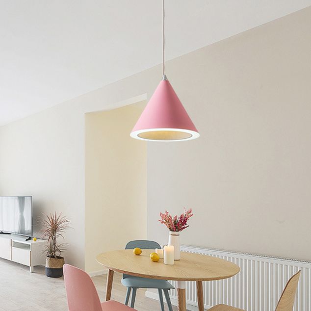 Contemporary Single Light Hanging Lamp Macron Metal Led Pendant Light for Study Room