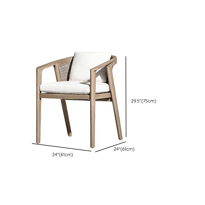 Solid Wood Patio Dining Chair Modern Upholstered Chairs in Light Brown