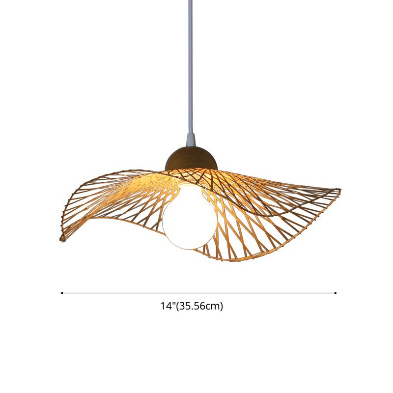Chinese Twist Pendant Lighting Fixtures Rattan Hanging Light with Adjustable Cord for Restaurant