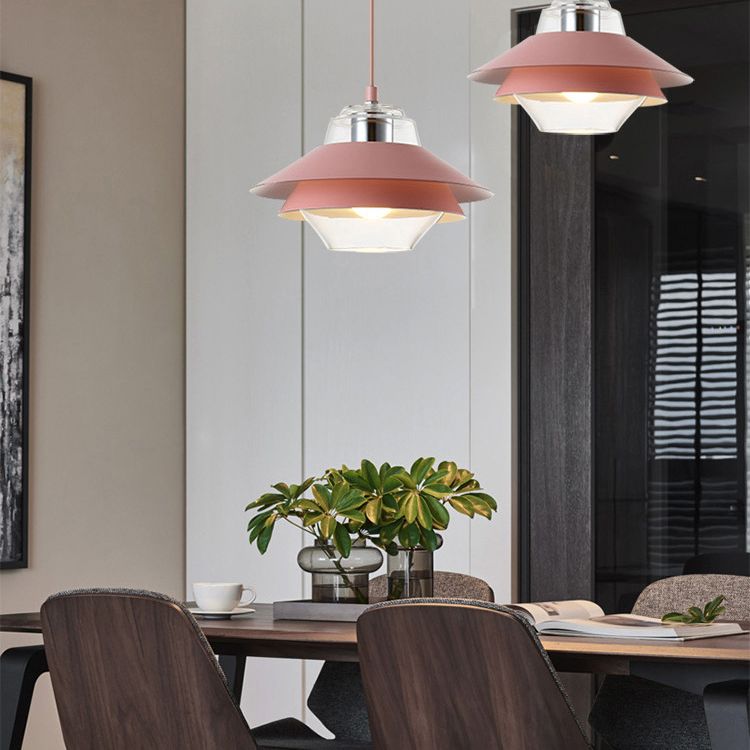 Luz de colgante de 3 tono Macaron vidrio transparente 1 comedor de bombilla accesorio de lámpara colgante