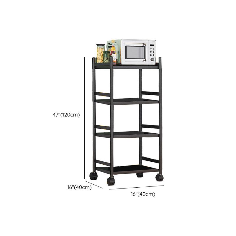 Modern Dining Room Prep Table Black Kitchen Trolley with Locking Wheels