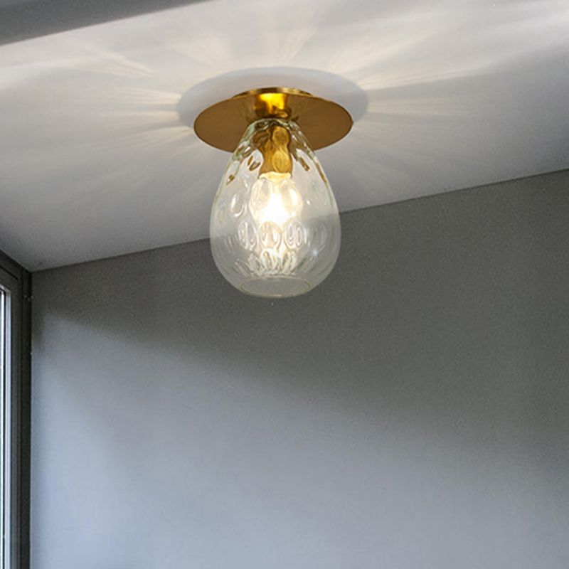 Lampe encastrée en verre à fossettes en forme de poire, style nordique, 1 lumière transparente, luminaire encastré pour le salon