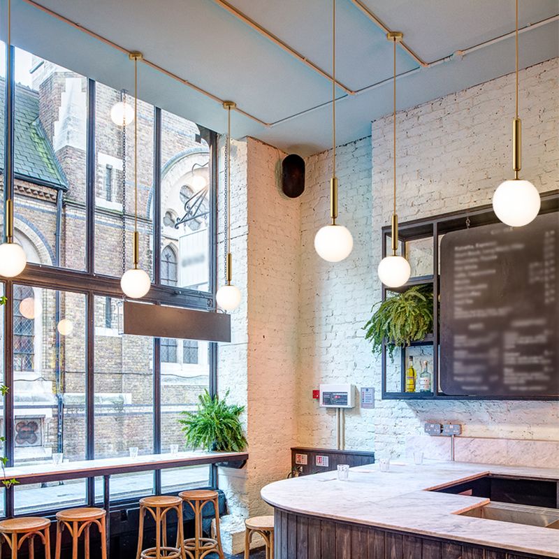 1 Light Spherical Hanging Pendant Modern Style Glass Hanging Lighting for Bedroom