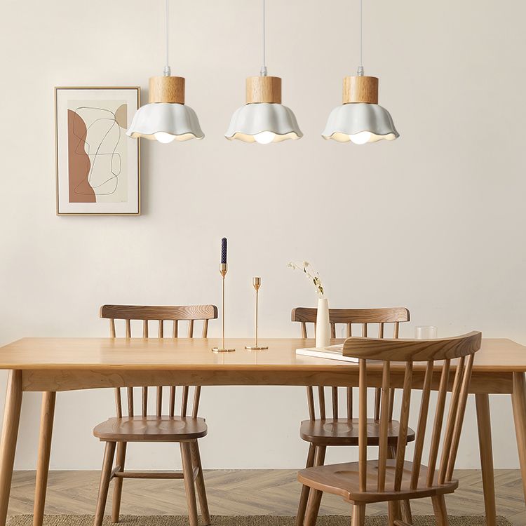 Lampada sospesa florida in legno in stile creativo moderno vetro a 3 luci a ciondolo a 3 luci per sala da pranzo