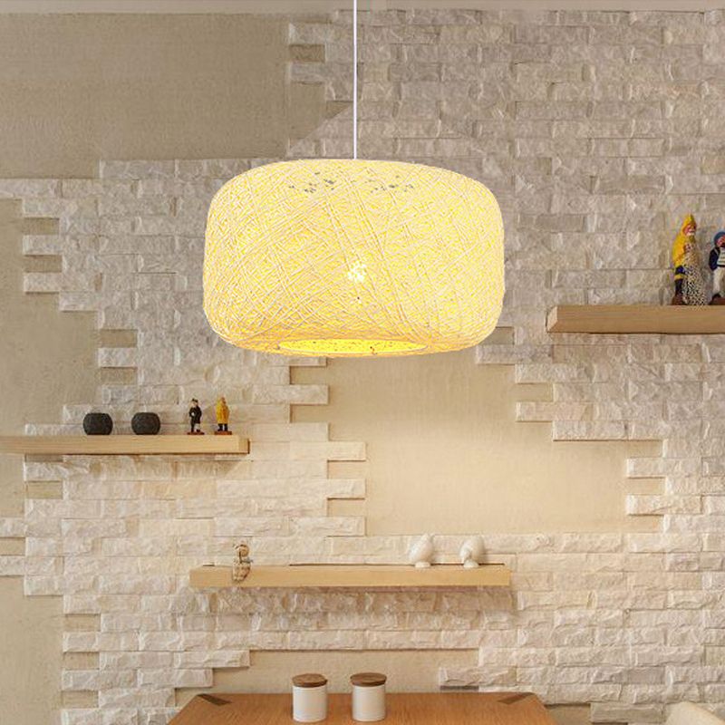 Ciondolo a ciondolo rossa/rosa/arancione a ciondolo Macaron a 1 luce Rattan Weaving Suspension Lighting for Bistro