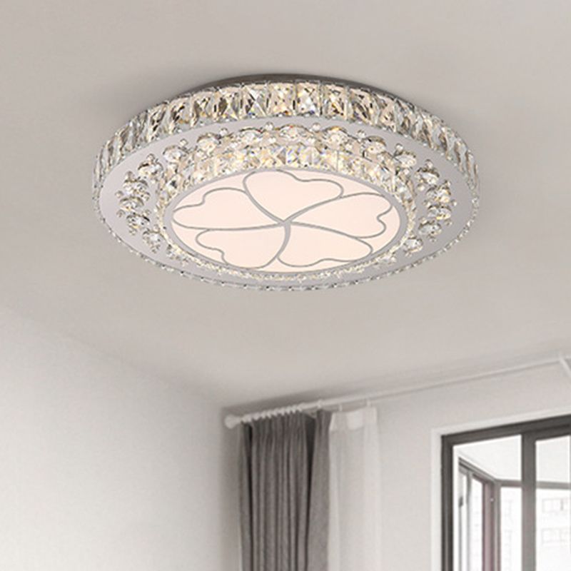 Floral Design Crystal Suspension Lighting Simple Bedroom LED Pendulum Light in Stainless Steel