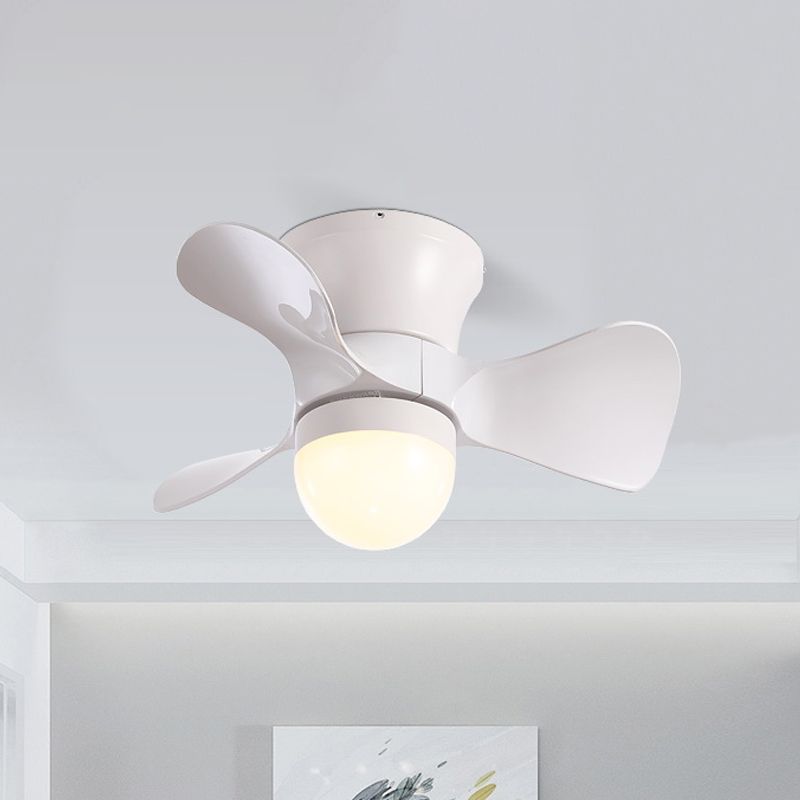 Nordische Halbglobe-Acrylventilatorbeleuchtung 23,5 "breites 3-Blatt-LED-LED-Spülendecke in Kaffee/Weiß