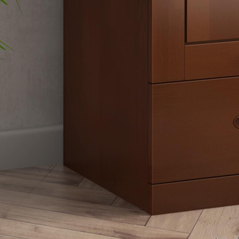 74.8"H Traditional Rubberwood Storage Cabinet with Garment Rod Matte Finish Cabinet