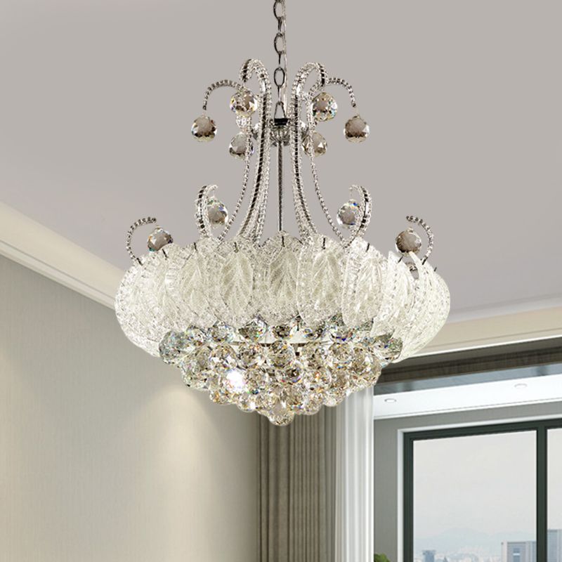 Illuminazione lampadario conico a sfera di cristallo semplicità kit di luce a pendente bianca a 8 bulbina con cornice scorretta