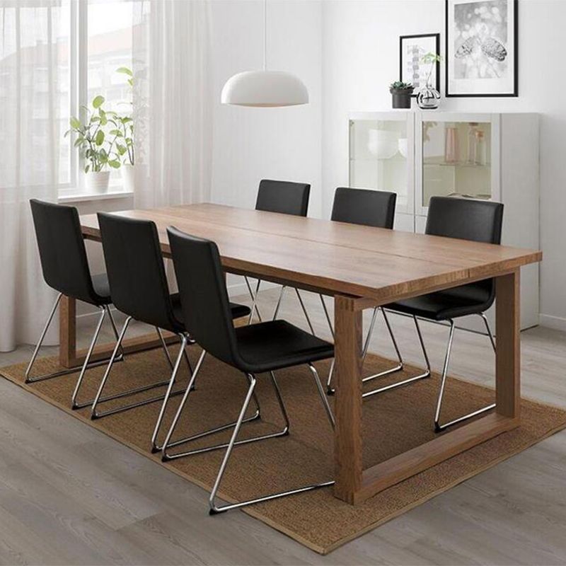 Solid Wood Rectangle Dining Table Modern Natural Sled Base Dining Table