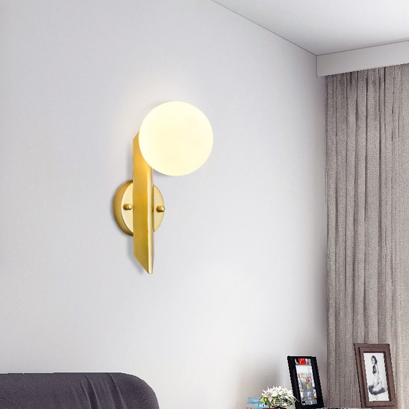 Modernist Wall Sconce Globe Glass Sconce Lighting in White for Bedroom