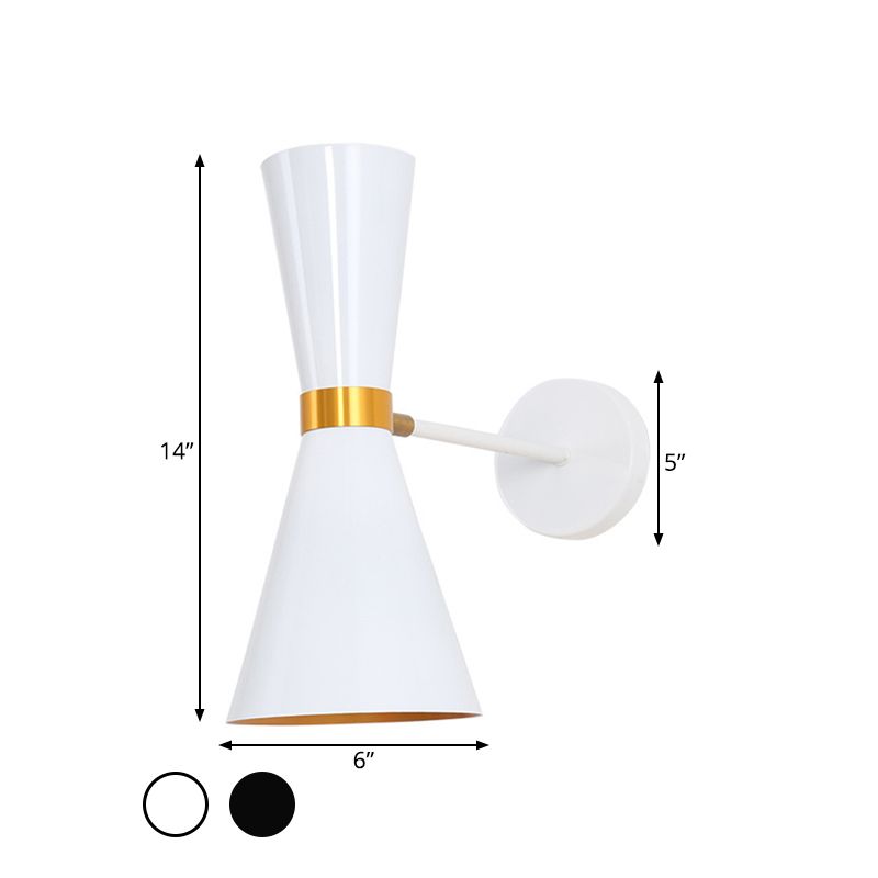Black/White Cocktail Shaker Sconce Lamp Modern 1 Light Metal Wall Mounted Lighting with Rotatable Joint